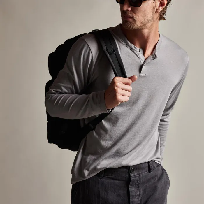 James Perse PolosNovelty Tops Brushed Lotus Henley Silver Grey 8211 Men
