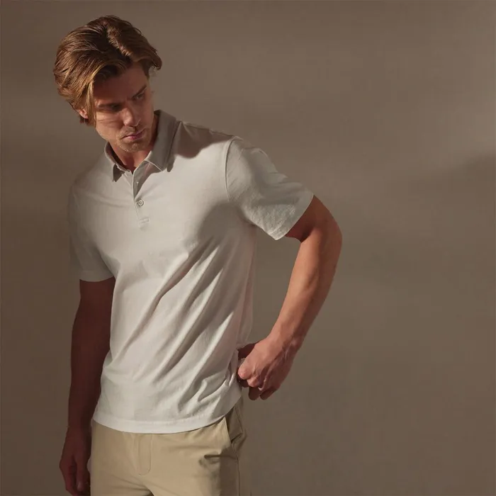 James Perse PolosNovelty Tops Clean Finish Jersey Polo Whitefog 8211 Men