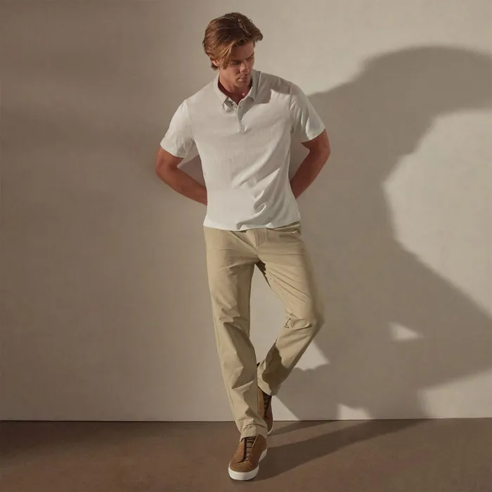 James Perse PolosNovelty Tops Clean Finish Jersey Polo Whitefog 8211 Men