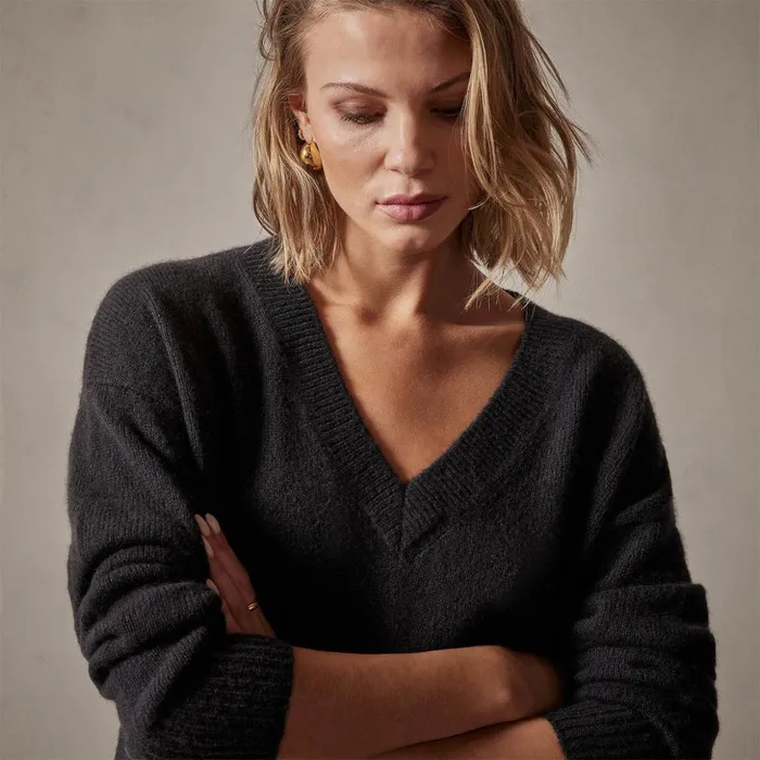 James Perse Sweaters Lightweight Cashmere V Neck Sweater Black 8211 Women