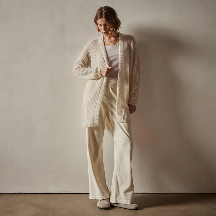 James Perse Sweaters Textured Cashmere Knit Cardigan Ivory 8211 Women