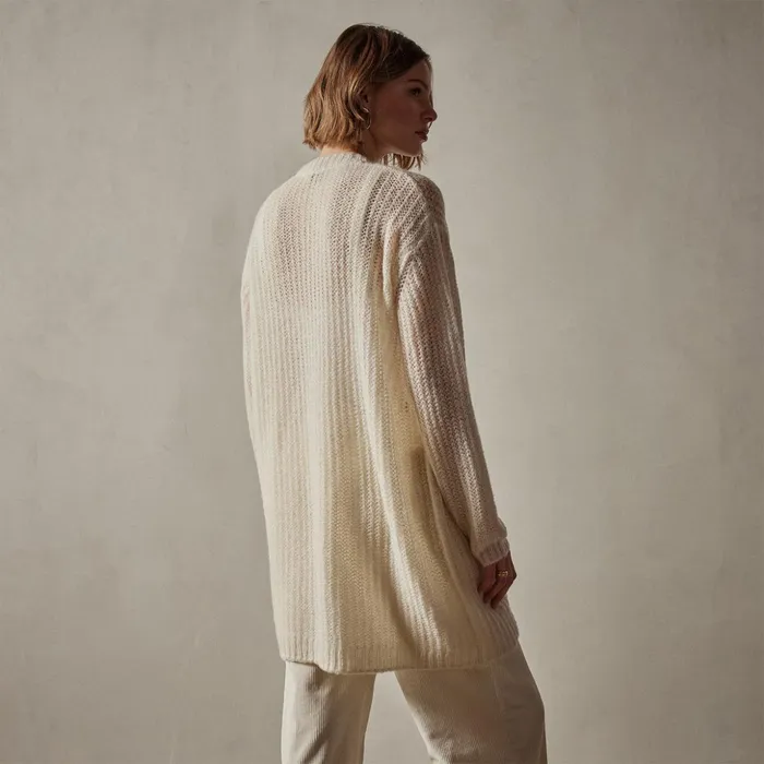James Perse Sweaters Textured Cashmere Knit Cardigan Ivory 8211 Women
