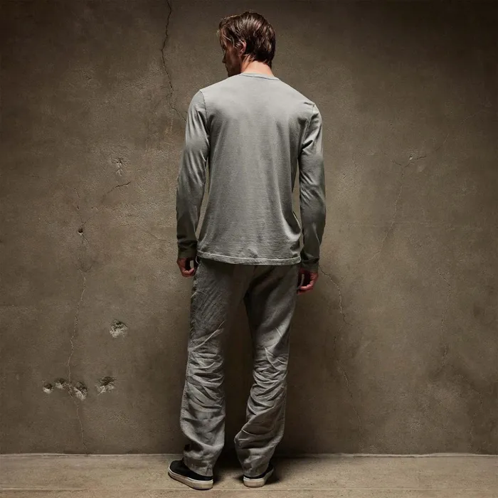 James Perse TShirts Long Sleeve Crew Neck Silver Grey Pigment 8211 Men