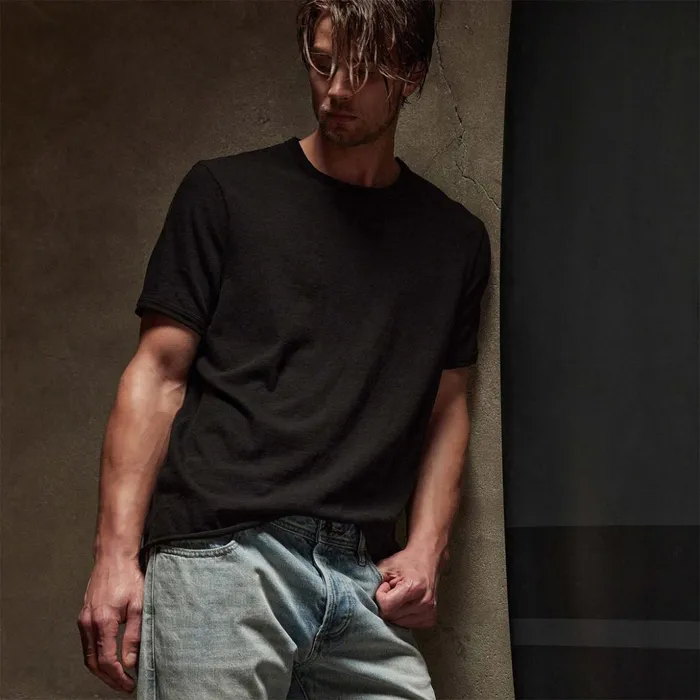 James Perse TShirts Slub Jersey Short Sleeve Crew Black 8211 Men