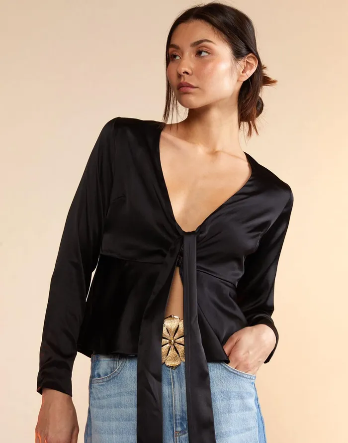 Jula Silk Blouse 8211 Black Women Cynthia Rowley Tops