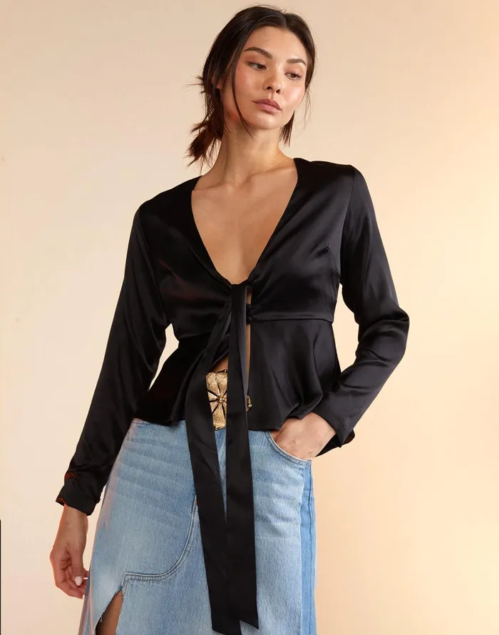 Jula Silk Blouse 8211 Black Women Cynthia Rowley Tops
