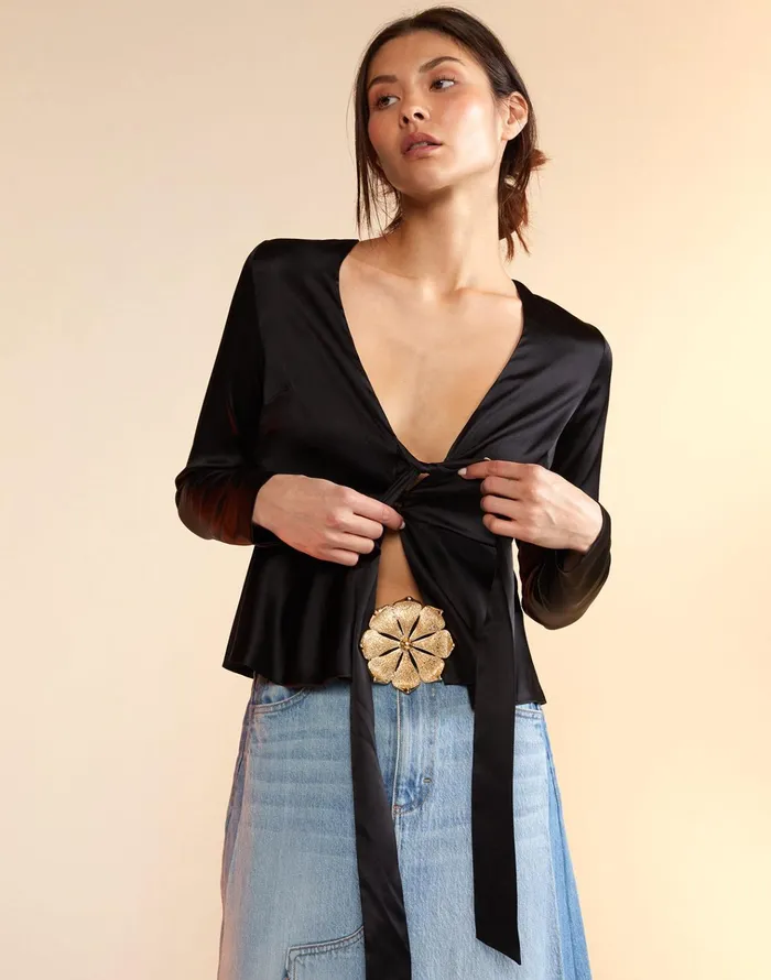 Jula Silk Blouse 8211 Black Women Cynthia Rowley Tops