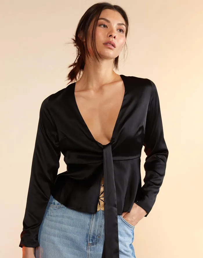 Jula Silk Blouse 8211 Black Women Cynthia Rowley Tops