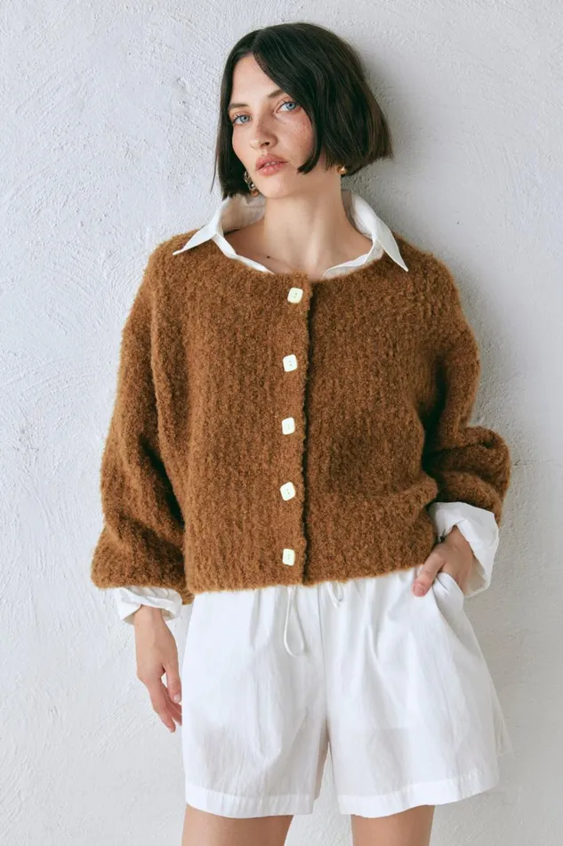 JumpersSweaters Women VRG GRL Elsie Knit Cardigan Copper