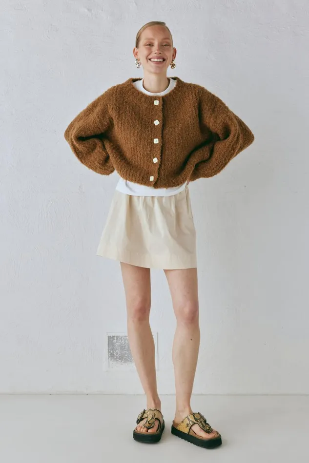 JumpersSweaters Women VRG GRL Elsie Knit Cardigan Copper JumpersSweaters Women VRG GRL Elsie Knit Cardigan Copper
