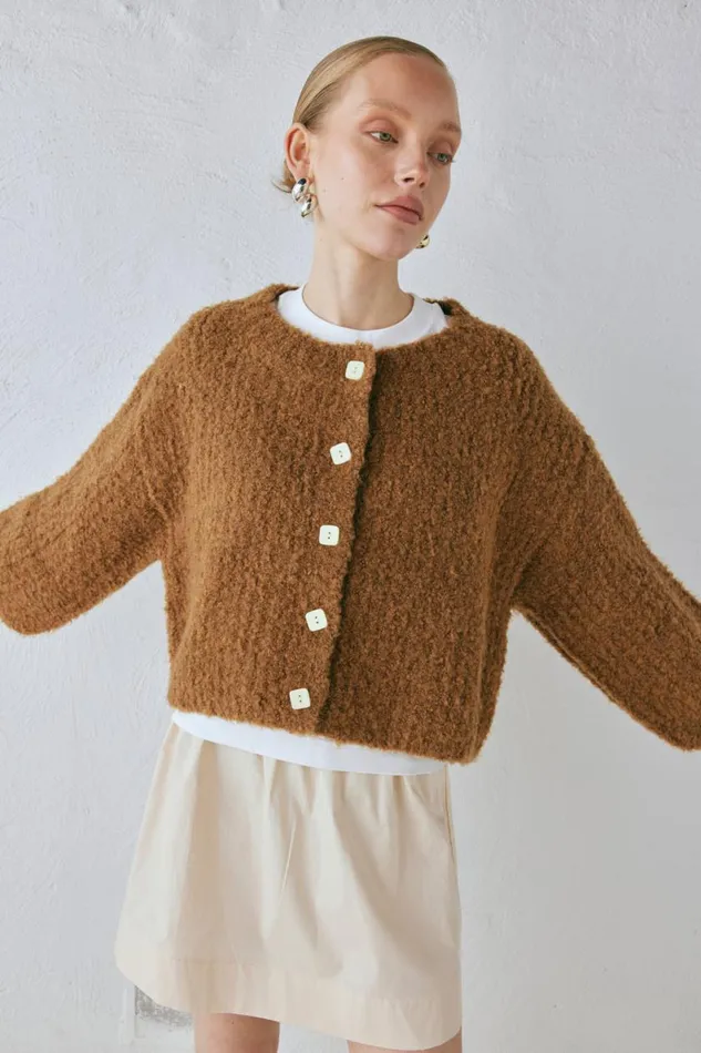 JumpersSweaters Women VRG GRL Elsie Knit Cardigan Copper JumpersSweaters Women VRG GRL Elsie Knit Cardigan Copper