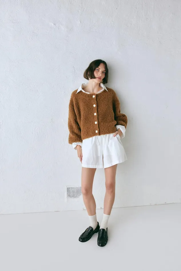 JumpersSweaters Women VRG GRL Elsie Knit Cardigan Copper JumpersSweaters Women VRG GRL Elsie Knit Cardigan Copper