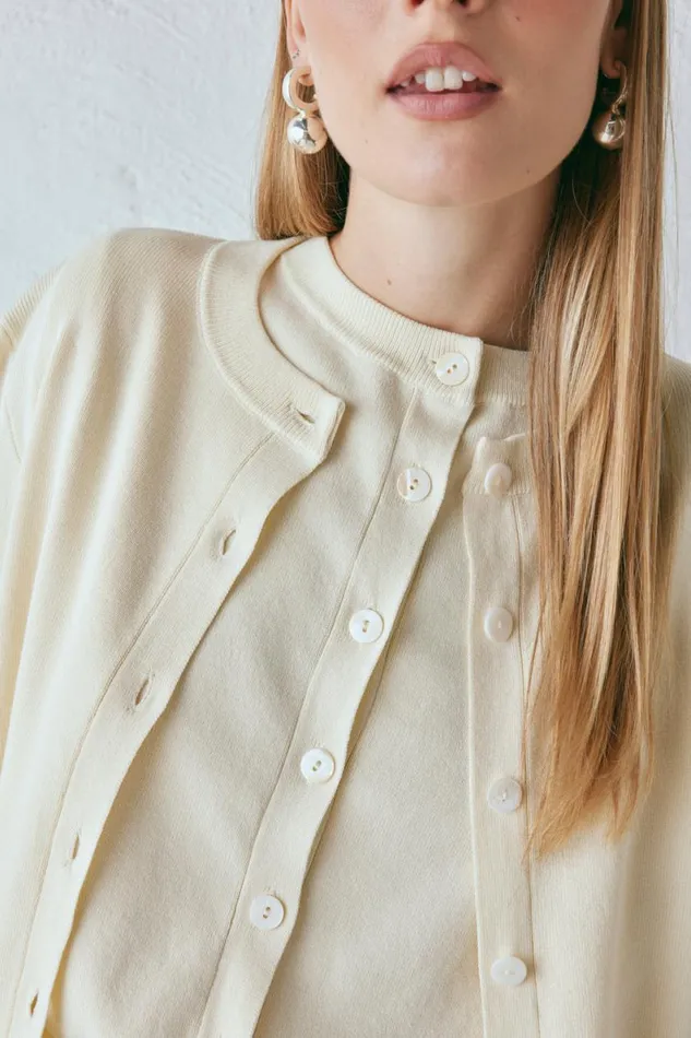 JumpersSweaters Women VRG GRL Evie Knit Cardigan Cream