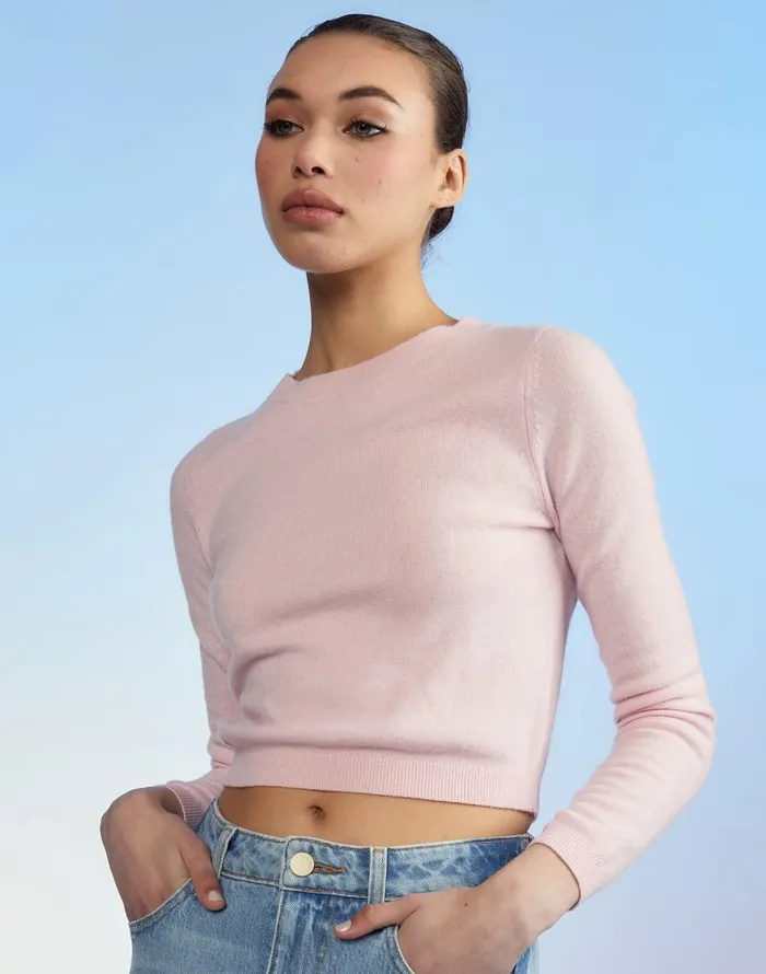 Kendal Cropped Sweater 8211 Pink Women Cynthia Rowley Tops