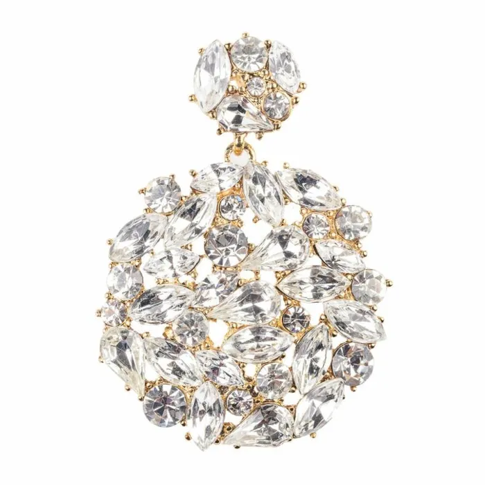 Kenneth Jay Lane Clear Crystal Earrings Women Gold And Rhinestone Drop Earring