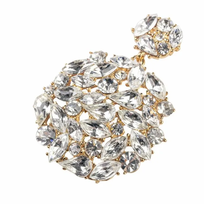 Kenneth Jay Lane Clear Crystal Earrings Women Gold And Rhinestone Drop Earring