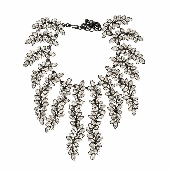 Kenneth Jay Lane Clear Crystal Necklaces Women Crystal Leaf Drop Necklace