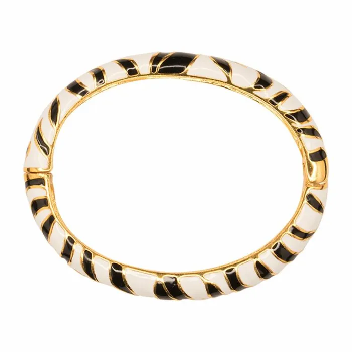 Kenneth Jay Lane Dark Color Bracelets Women Black And White Tiger Print Bangle Kenneth Jay Lane Dark Color Bracelets Women Black And White Tiger Print Bangle