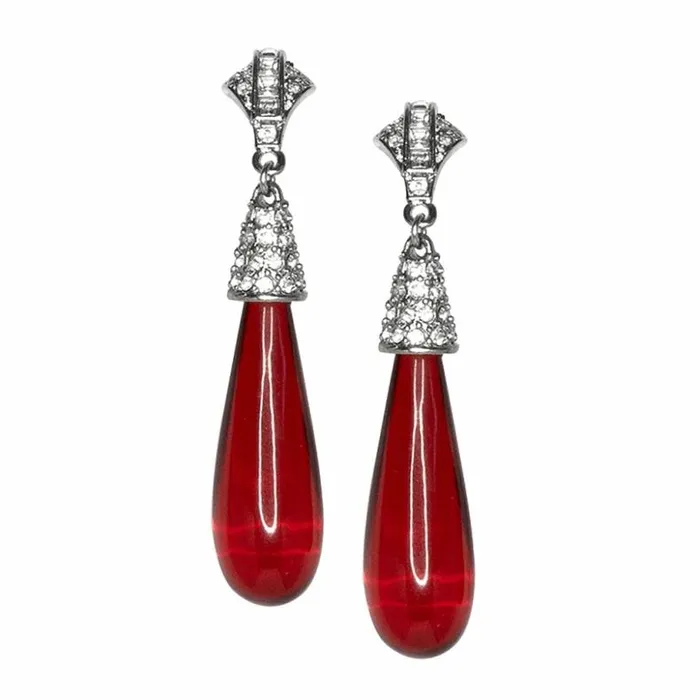 Kenneth Jay Lane Dark Color Earrings Women Ruby Art Deco Pierced Or Clip Earrings Kenneth Jay Lane Dark Color Earrings Women Ruby Art Deco Pierced Or Clip Earrings