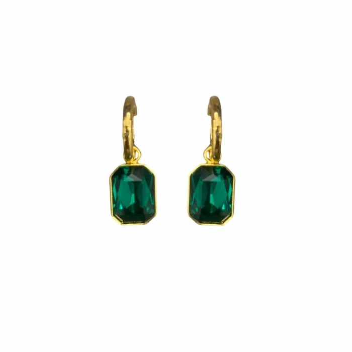 Kenneth Jay Lane Dark Color Gem Earrings Women Gold Pierced Huggie Emerald Stone Drop Earring Kenneth Jay Lane Dark Color Gem Earrings Women Gold Pierced Huggie Emerald Stone Drop Earring