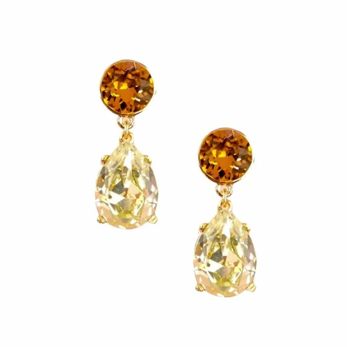 Kenneth Jay Lane Dark Color Gem Earrings Women Topaz and Jonquil Teardrop Pierced Earring Kenneth Jay Lane Dark Color Gem Earrings Women Topaz and Jonquil Teardrop Pierced Earring