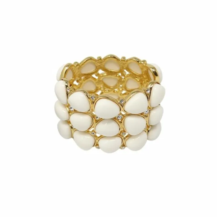 Kenneth Jay Lane Light Color Bracelets Women 3 Row White Rounded Bracelet