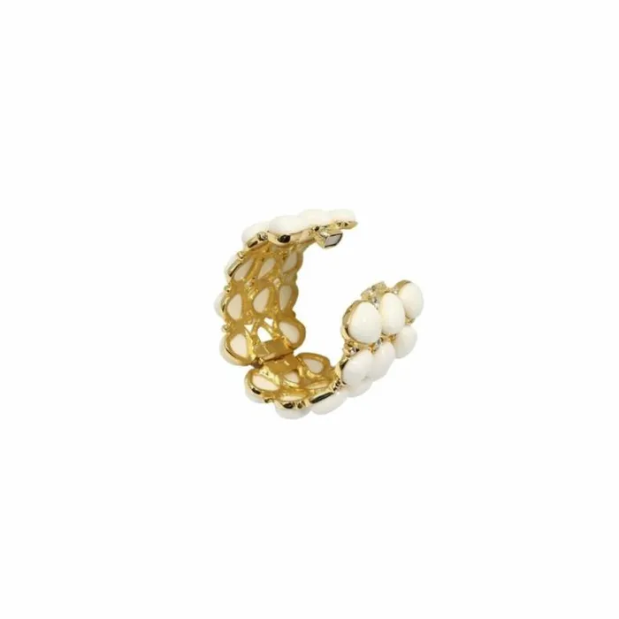 Kenneth Jay Lane Light Color Bracelets Women 3 Row White Rounded Bracelet