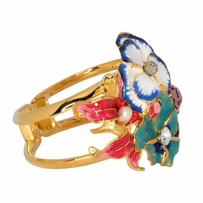 Kenneth Jay Lane Light Color Bracelets Women Garden Multi Flower Cuff