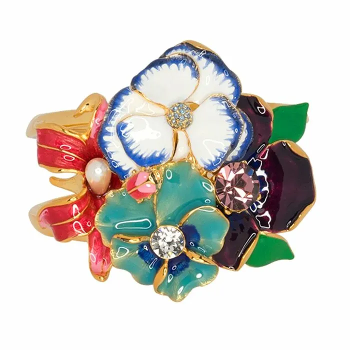 Kenneth Jay Lane Light Color Bracelets Women Garden Multi Flower Cuff