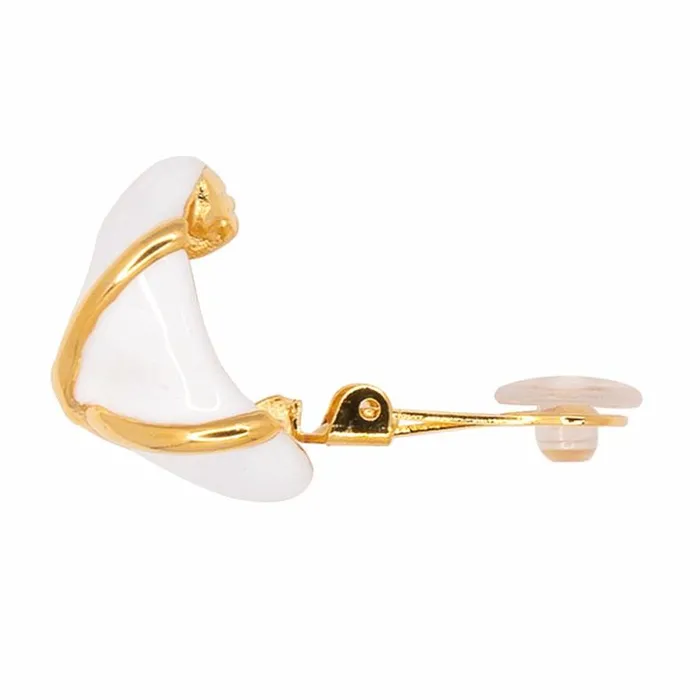 Kenneth Jay Lane Light Color Earrings Women 034X034 White Button Clip Earring