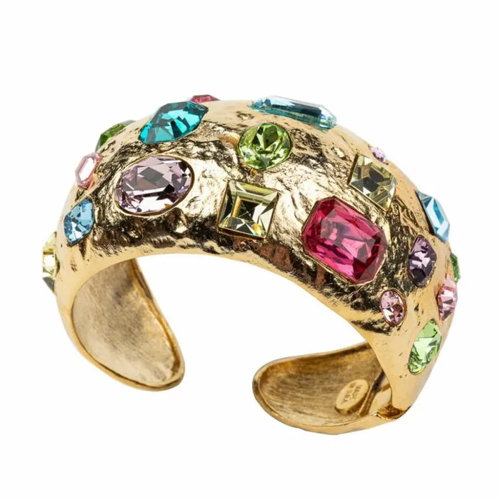 Kenneth Jay Lane Light Color Gem Bracelets Women Pastel Multicolored Gemstone Cuff Bracelet