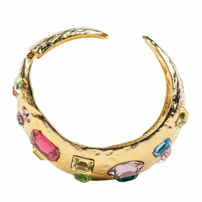 Kenneth Jay Lane Light Color Gem Bracelets Women Pastel Multicolored Gemstone Cuff Bracelet