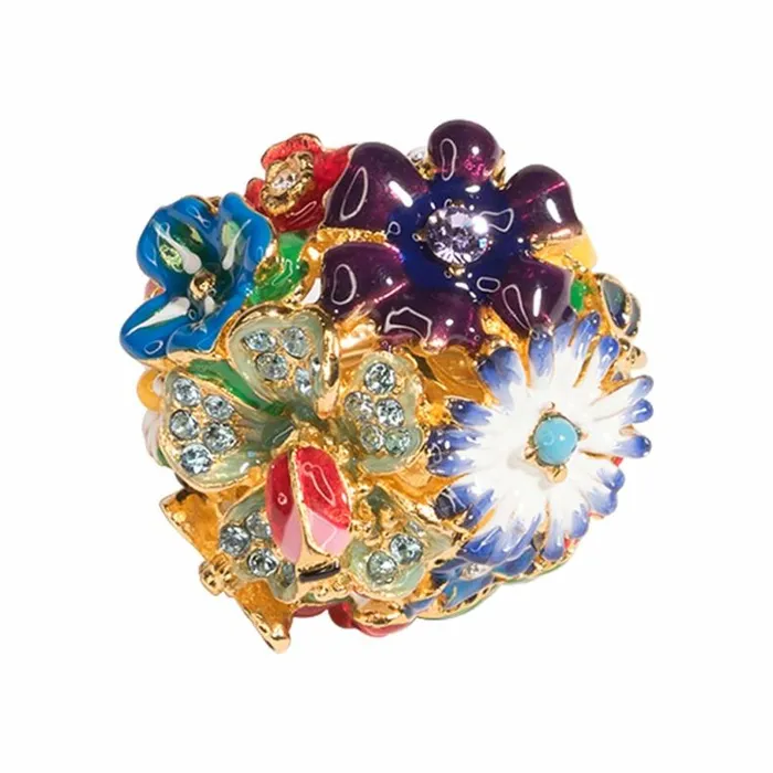 Kenneth Jay Lane Light Color Rings Women Multicolored Flower Adjustable Ring