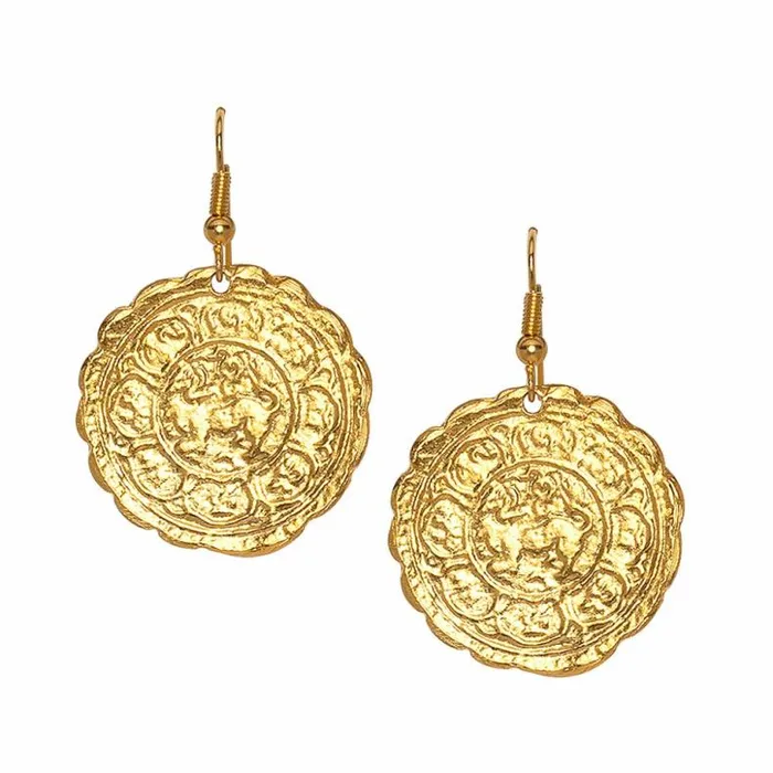 Kenneth Jay Lane Metallic Finish Earrings Women Coin Fishhook Earrings