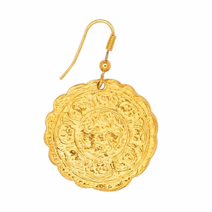 Kenneth Jay Lane Metallic Finish Earrings Women Coin Fishhook Earrings