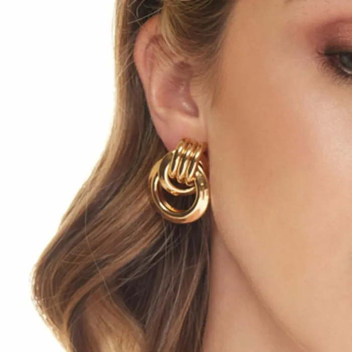 Kenneth Jay Lane Metallic Finish Earrings Women Polished Gold Love Knot Pierced Earrings