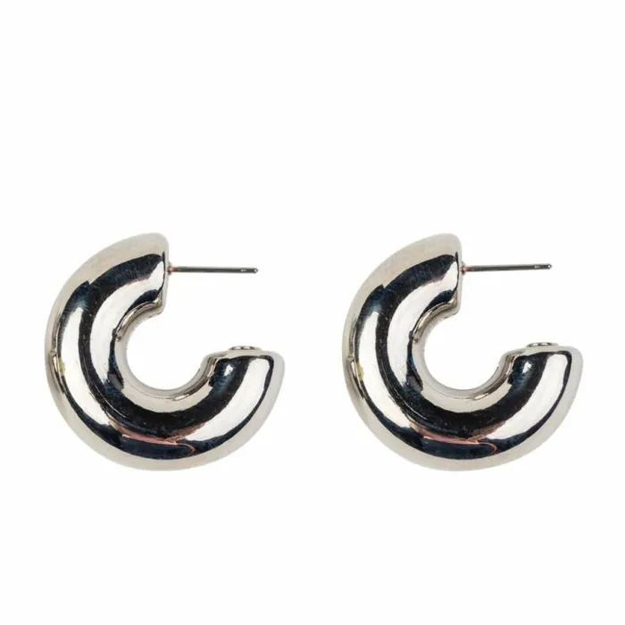 Kenneth Jay Lane Metallic Finish Earrings Women Polished Silver Tube Hoop Earring Kenneth Jay Lane Metallic Finish Earrings Women Polished Silver Tube Hoop Earring