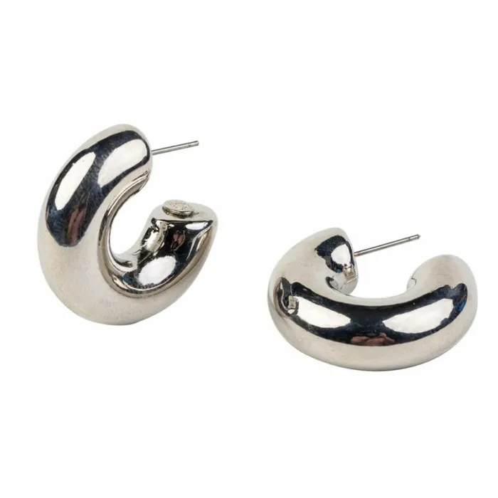 Kenneth Jay Lane Metallic Finish Earrings Women Polished Silver Tube Hoop Earring
