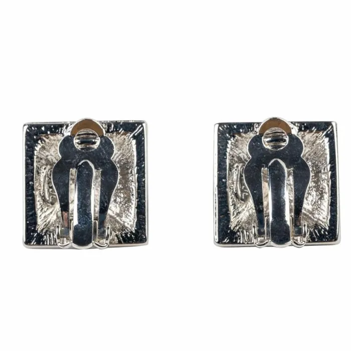 Kenneth Jay Lane Metallic Finish Earrings Women Silver Pyramid Clip Earring