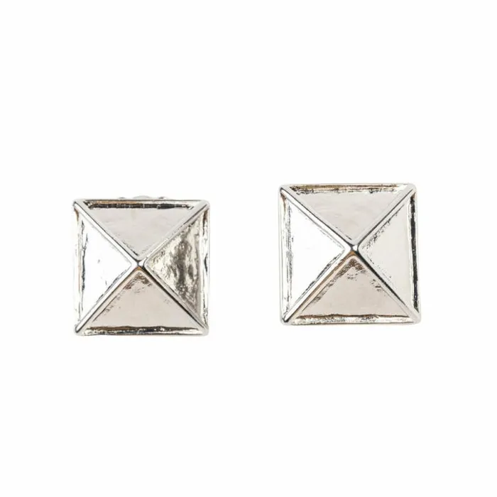 Kenneth Jay Lane Metallic Finish Earrings Women Silver Pyramid Clip Earring