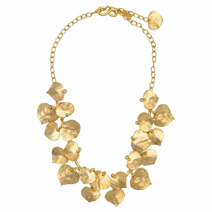 Kenneth Jay Lane Metallic Finish Necklaces Women Gold Leaf Necklace