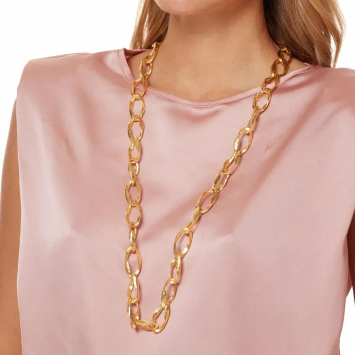 Kenneth Jay Lane Metallic Finish Necklaces Women Satin Gold Link Necklace