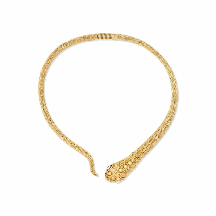 Kenneth Jay Lane Metallic Finish Necklaces Women Snake Spring Collar Necklace