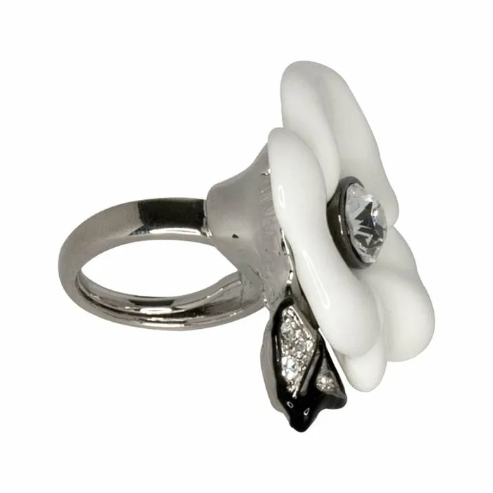 Kenneth Jay Lane Natural Rings Women Silver and White Flower Ring