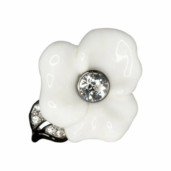 Kenneth Jay Lane Natural Rings Women Silver and White Flower Ring
