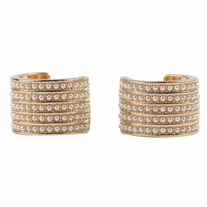 Kenneth Jay Lane Pearl Earrings Women Gold Hoop Studded Earring With Pearls