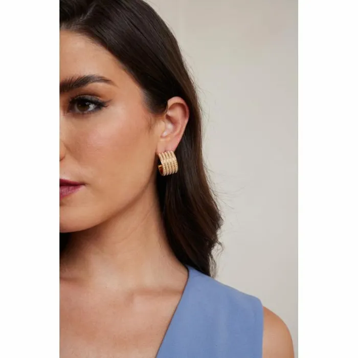 Kenneth Jay Lane Pearl Earrings Women Gold Hoop Studded Earring With Pearls