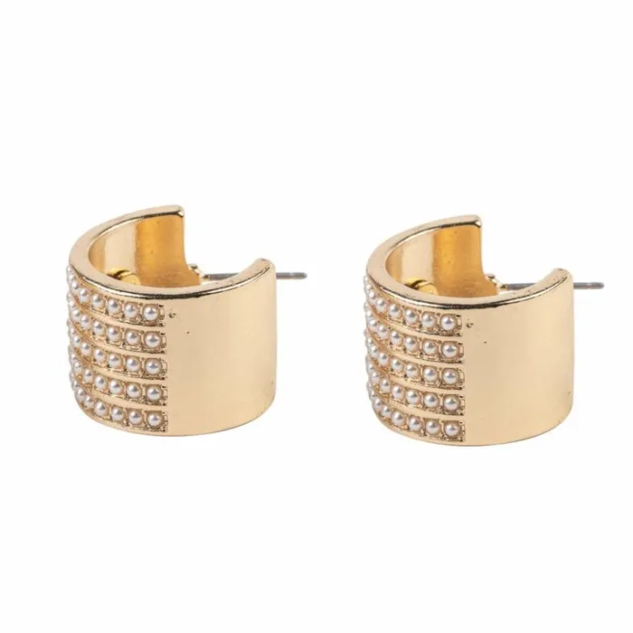 Kenneth Jay Lane Pearl Earrings Women Gold Hoop Studded Earring With Pearls