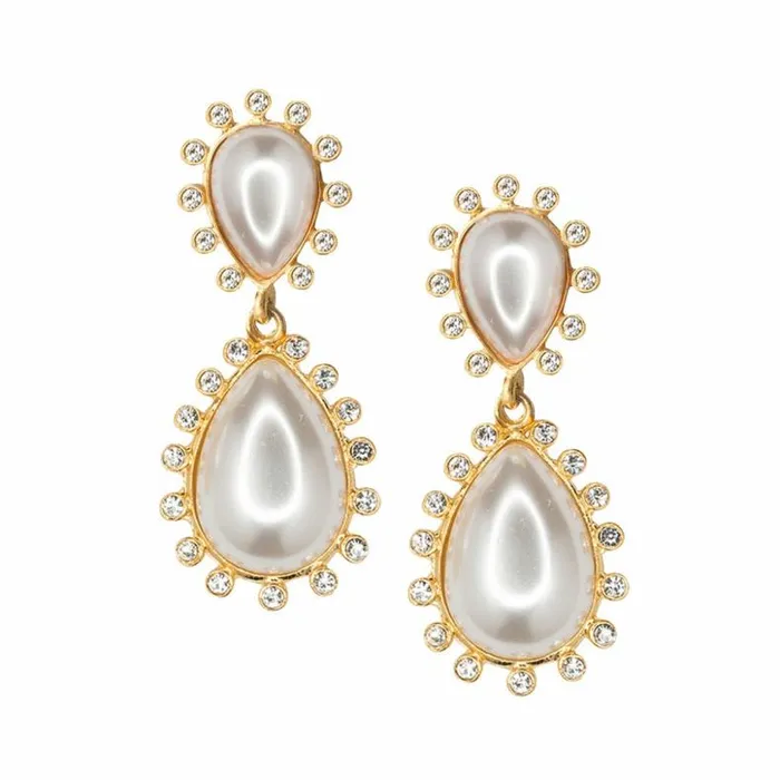 Kenneth Jay Lane Pearl Earrings Women Pearl Teardrop Clip Earrings