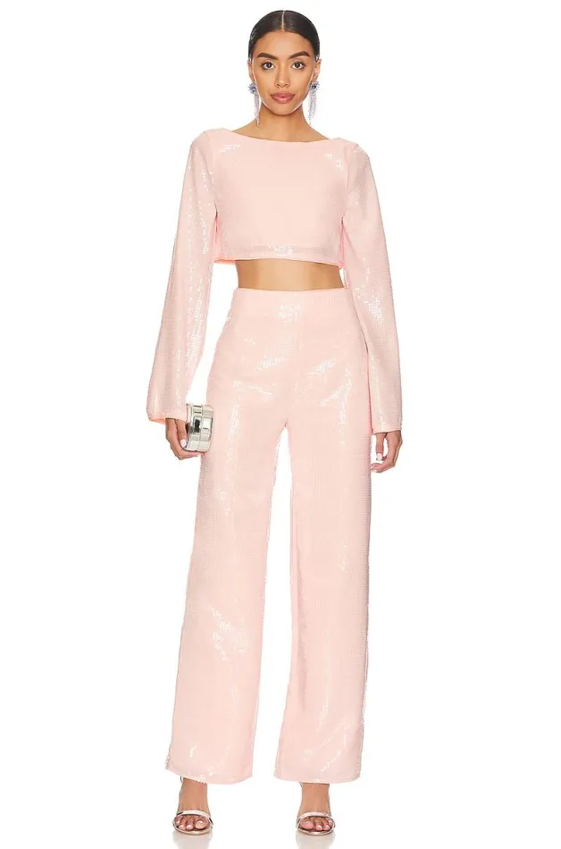 Leighton Sequin Pant Champagne Pink Women Lovers and Friends Pants